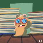 anthro biped book brown_body chibi eyewear glasses micro open_mouth solo hikari_gamba gamba_no_bouken gamba_no_bouken_(series) gakusha mammal mouse murid murine rodent 1:1 2024 hi_res