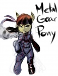 anthro biped bodysuit brown_hair cigarette clothing female front_view hair long_hair parody simple_background skinsuit smoke smoking solo standing tight_clothing white_background ottanta friendship_is_magic hasbro konami metal_gear my_little_pony apple_bloom_(mlp) earth_pony equid equine horse mammal pony crossover