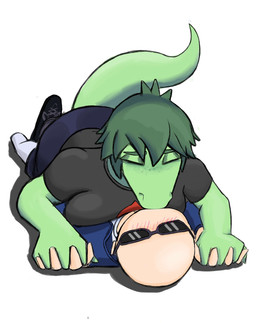 anthro anthro_on_top bald big_breasts black_clothing black_shirt black_topwear blue_clothing blue_jacket blue_topwear blush breasts canon_couple clothed clothed_anthro clothed_female clothed_human clothed_male clothing dominant dominant_anthro dominant_female duo eyes_closed female female_on_top fingers footwear freckled_face freckles green_body green_hair hair hand_holding human_on_anthro human_on_bottom humanoid_hands interlocked_fingers interspecies jacket kissing male male/female male_on_bottom non-mammal_breasts on_bottom on_top open_clothing open_jacket open_topwear romantic romantic_couple shirt shoes short_hair tail topwear white_clothing white_shirt white_topwear hlappy3 cavemanon_studios i_wani_hug_that_gator olivia_halford baryonyx dinosaur human mammal prehistoric_species reptile saurischian scalie spinosaurid theropod absurd_res colored hi_res shaded