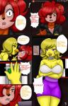 9:14 absurd_res animatronic anthro avian big_breasts bird breasts chica_(fnaf) chicken cleavage clothed clothing comic dialogue discordmelody duo english_text female five_nights_at_freddy's freckles galliform gallus_(genus) hi_res jasmine_ivory machine mammal phasianid robot rodent sciurid scottgames text tree_squirrel url