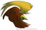 2015 action_pose artist_name avian beak biped bird black_text brown_body brown_feathers brown_tail brown_tail_feathers brown_wings dark_text digital_drawing_(artwork) digital_media_(artwork) feather_tuft feathered_wings feathers feral flying full-length_portrait greater_bird-of-paradise green_body green_feathers grey_beak jamminbison male midair monotone_beak monotone_tail monotone_wings multicolored_body multicolored_feathers narrow_beak oscine paradisaea_(genus) paradisaeid passerine portrait pose shadow side_view simple_background smile smirk smug solo tail tail_feathers text toony tuft url white_background winged_arms wings year yellow_body yellow_feathers