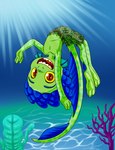 anthro bottomwear clothing floating male shorts smile solo split_form swimming underwater water young young_anthro zooshi disney luca_(pixar) pixar luca_paguro marine merfolk sea_monster triton 2022 hi_res