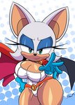 anthro big_breasts breasts cape cleavage cleavage_cutout clothed clothing cosplay crossover_cosplay cutout female leotard looking_at_viewer short_stack solo thick_thighs wings mobian_monster dc_comics sega sonic_the_hedgehog_(series) power_girl rouge_the_bat bat mammal absurd_res crossover hi_res