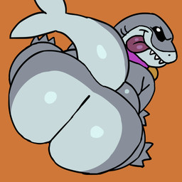 ambiguous_gender anthro big_butt butt butt_focus collar grey_body shaking_butt shark_tail short_stack solo axeldagoat jeff_the_land_shark fish marine shark 1:1 animated hi_res male_(lore)