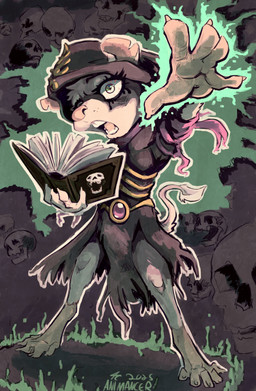 bone book eyeliner magic magic_user makeup necromancer skull tome animancer mammal mouse murid murine rodent 2025 hi_res