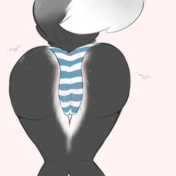anthro black_body black_fur butt camel_toe clothing female fur presenting presenting_hindquarters simple_background solo text underwear backsash 1:1 2015 absurd_res digital_media_(artwork) english_text hi_res