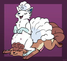 animal_genitalia animal_penis belly big_belly canine_genitalia canine_penis duo erection facesitting female female_on_top feral fire fur genitals male male/female multi_nipple nipples on_top penis pregnant pregnant_female pregnant_feral quadruped simple_background sitting_on_another tail teats white_body conditional_dnp heliofox nintendo pokemon alolan_form alolan_vulpix canid canine generation_1_pokemon generation_7_pokemon mammal pokemon_(species) regional_form_(pokemon) vulpix digital_media_(artwork) hi_res