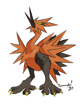4_toes ambiguous_feral ambiguous_gender beak biped bipedal_feral black_beak black_body black_feathers black_scutes claws digitigrade feathers feet feral long_beak long_neck multicolored_body multicolored_feathers open_beak open_mouth orange_body orange_feathers orange_wings pupils scuted_legs scutes simple_background slit_pupils solo toe_claws toes white_background wings yellow_claws yellow_eyes tomaruchi nintendo pokemon avian galarian_form galarian_zapdos generation_8_pokemon legendary_pokemon pokemon_(species) regional_form_(pokemon) 2020 3:4 dated hi_res signature