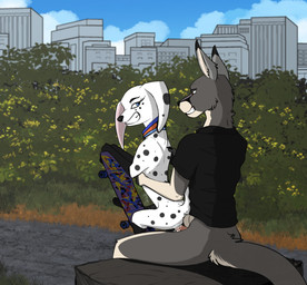 animal_genitalia animal_penis anthro anthro_on_anthro anthro_on_feral anthro_penetrating anthro_penetrating_feral balls balls_above_penis bestiality bodily_fluids bottomless bottomless_anthro bottomless_male chair_position clothed clothing collar duo erection female female_feral female_penetrated feral feral_penetrated from_behind_position fur genital_fluids genitals hair holding_object holding_partner holding_skateboard interspecies larger_anthro larger_male looking_back male male/female male_anthro male_on_feral male_penetrating male_penetrating_female markings marsupial_penis nude outside outside_sex penetration penile penile_penetration penis penis_in_vagina plant sex shirt size_difference skateboard smaller_female smaller_feral smaller_penetrated smile spots spotted_body tail teeth topwear vaginal vaginal_penetration vehicle white_body white_fur zafara_(artist) 101_dalmatian_street 101_dalmatians disney benji_(s0c0m3) dolly_(101_dalmatians) canid canine canis dalmatian domestic_dog kangaroo macropod mammal marsupial digital_media_(artwork) hi_res
