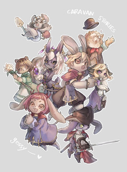 accessory anthro barefoot blonde_hair boots bottomless bottomless_male bottomwear bow_tie brown_body brown_eyes brown_fur brown_hair circlet clothed clothing curly_hair dress ear_piercing eyewear feet female floppy_ears flower flower_in_hair fluffy footwear fur gesture gloves green_clothing green_dress group gun hair hair_accessory hand_gesture hands_together handwear hat headgear headwear holster inner_ear_fluff jewelry loincloth lop_ears male melee_weapon midriff monocle mouse_tail multicolored_body multicolored_fur open_mouth oversized_bottomwear oversized_clothing oversized_pants pants piercing pink_hair plant pointing ponytail purple_body purple_clothing purple_eyes purple_fur ranged_weapon scabbard scar shoes short_hair shovel smile sparkles staff stick sword tail text tongue tongue_out tools topwear tuft two_tone_body two_tone_fur vest weapon white_hair wristband yellow_eyes young t_kub caravan_stories adrias_bloodyfang almimi malma pawatoto rorotata tatarin_(caravan_stories) tataris_(caravan_stories) canid canine canis chow_chow cricetid domestic_dog gessy hamster herpestid lagomorph leporid mammal meerkat mouse murid murine rabbit rodent sciurid spitz tree_squirrel 2018