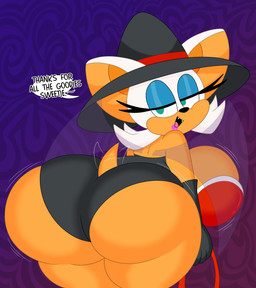 abstract_background anthro armwear back_wings bedroom_eyes big_breasts big_butt blue_eyeshadow bouncing_breasts bouncing_butt breast_jiggle breasts bubble_butt butt butt_jiggle cleavage clothed clothing costume curvy_figure dialogue eyelashes eyeshadow fangs female fingers fur gem gloves hair handwear hat headgear headwear holidays hourglass_figure huge_breasts huge_butt jiggling leotard lipstick makeup membrane_(anatomy) membranous_wings motion_lines multicolored_body multicolored_fur narrowed_eyes open_mouth pink_lipstick presenting presenting_hindquarters question_mark seductive simple_background smile solo strapless_clothing strapless_leotard tail tail_motion tailwag talking_to_viewer tan_body tan_fur teal_eyes teeth text thick_thighs tight_clothing tongue two_tone_body two_tone_fur voluptuous white_body white_fur white_hair wide_hips wings witch_hat 3barts halloween sega sonic_the_hedgehog_(series) rouge_the_bat bat mammal 2023 absurd_res digital_drawing_(artwork) digital_media_(artwork) english_text hi_res