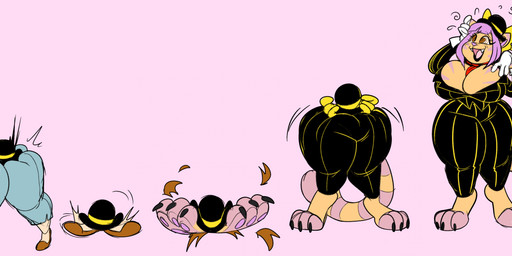 anthro bdsm bondage bottomwear bound bowler_hat breast_expansion breasts claws clothing digitigrade expansion feet female foot_expansion fur gloves grey_body grey_fur handwear hat headgear headwear human_to_anthro looking_up mind_control pants pawpads pink_clothing pink_hat pink_headwear restraints rope rope_bondage simple_background smile solo species_transformation spiral spiral_eyes surprised transformation white_clothing white_gloves white_handwear weakplacenta capcom ghost_trick kamila_(ghost_trick) domestic_cat felid feline felis human mammal absurd_res digital_media_(artwork) hi_res sequence