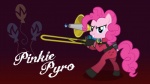 brass_instrument clothing cutie_mark female gun holding_musical_instrument holding_object musical_instrument ranged_weapon solo trombone weapon wind_instrument hobofortress friendship_is_magic hasbro my_little_pony team_fortress_2 valve pinkie_pie_(mlp) pyro_(team_fortress_2) earth_pony equid equine horse mammal pony 16:9 crossover widescreen