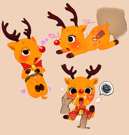 antlers bell blush bodily_fluids bow_ribbon butt crossgender cum cum_in_vagina cum_inside duo erection female genital_fluids genitals horn humanoid_genitalia humanoid_penis looking_at_viewer open_mouth penis red_nose sex simple_background smile sweat tail young young_female ohbunti rudolph_the_red-nosed_reindeer_(tv_special) rudolph_the_red-nosed_reindeer deer mammal new_world_deer reindeer 2026 absurd_res hi_res