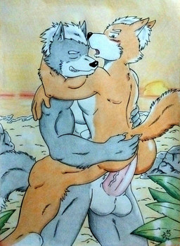 anal anal_penetration anthro balls beach big_penis blush duo erection fur genitals grey_body grey_fur hair humanoid_genitalia humanoid_penis male male/male male_penetrated male_penetrating male_penetrating_male manly multicolored_body multicolored_fur muscular muscular_arms muscular_male nude open_mouth orange_body orange_fur penetration penile penis seaside sex sex_on_the_beach standing standing_sex sunset tail thick_penis vein veiny_penis dashthefox nintendo star_fox fox_mccloud wolf_o'donnell canid canine canis fox mammal wolf 2020 absurd_res hi_res
