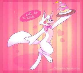anthro bow_tie cake candle claws dessert fangs female fire fluffy fluffy_tail food fur hair head_tuft heart_symbol inner_ear_fluff jumping pink_body pink_claws pink_fur pink_inner_ear plate skipping solo tail teeth text tuft white_body white_fur chronnellian five_nights_at_freddy's five_nights_at_freddy's_2 scottgames mangle_(fnaf) canid canine fox mammal 2015 hi_res url