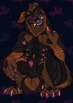 animal_genitalia balls bent_legs black_sheath_slit breasts crouching ear_piercing eyebrow_piercing facial_piercing furgonomic_piercing furgonomics genital_piercing genitals gynomorph heart_(marking) heart_eyes heart_nipples heart_pupils heart_symbol intersex lip_piercing markings multi_breast nipple_piercing nipples nose_piercing penis penis_piercing penis_tip piercing saggy_balls scrotum_piercing sheath sheath_piercing sheath_slit spread_legs spreading squat_position squatting_pose tongue tongue_piercing yonnixart hertz_loveshock_(yonnixart) canid canine canis domestic_dog mammal mastiff molosser rottweiler absurd_res hi_res maleherm_(lore) nonbinary_(lore)