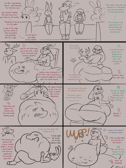 accidental_digestion accidental_vore age_difference anthro apology dialogue digested digestion digestion_implied male male_pred oral_vore post_vore_weight_gain text vore dirtymac ben-bun_(afraart) canid canine canis lagomorph leporid mammal rabbit wolf 3:4 absurd_res black_and_white comic english_text hi_res monochrome sketch sketch_page