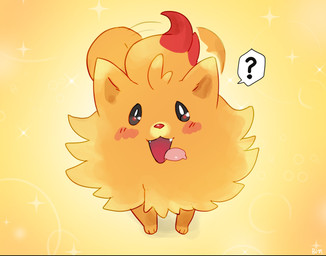 ambiguous_gender blush feral front_view fur looking_at_viewer open_mouth question_mark simple_background smile solo standing tail tongue tongue_out buta99 nintendo pokemon pokemon_winds_and_waves generation_10_pokemon pokemon_(species) pombon 2026 absurd_res digital_drawing_(artwork) digital_media_(artwork) hi_res