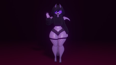 big_butt black_hair bottomwear butt choker clothing crop_hoodie crop_top eyewear female fishnet_clothing fishnet_legwear fishnet_thigh_highs glasses glistening hair hooves horn hotpants huge_hips huge_thighs jewelry legwear long_hair necklace purple_body shirt shorts small_waist softbutcynical solo spade_tail tail thick_thighs thigh_highs topwear wide_hips wings lavender_(softbutcynical) demon humanoid succubus 16:9 3d_(artwork) digital_media_(artwork) hi_res widescreen male_(lore)