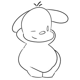 anthro belly big_belly big_butt butt floppy_ears hair hip_sway looking_at_viewer male obese one_eye_closed overweight pear-shaped_figure scut_tail short_tail simple_background smile solo tail white_background wide_hips gyroesehni pochacco canid canine canis domestic_dog mammal 1:1 2025 animated animated_gif low_res monochrome short_playtime