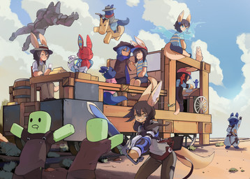 accessory ace_of_clubs ace_of_diamonds anthro armor barrel battle card clothing conductor desert evil_grin feral flower flower_in_hair furniture gold_(metal) group gun hair hair_accessory hand_holding hat hat_feather headgear headwear holster kerchief loose_feather male pattern_clothing pattern_shirt pattern_topwear piercing plant playing_card ranged_weapon romantic romantic_couple scarf shirt smile spacesuit striped_clothing striped_shirt striped_topwear stripes topwear train uniform vehicle weapon wings maiconsandey dead_rails_(roblox) drakengard earthbound_(series) made_in_abyss metroid mythology nintendo oneshot peak_(videogame) pressure_(roblox) rain_world red_dead_(series) rockstar_games square_enix terraria videocult alex_the_narehate caim cuddle_(costxav) imaginary_friend_(pressure) jack_marston jiji_(alexthenarehate) john_marston samus_aran animal_humanoid canid canine deity equid equine felid felid_humanoid feline feline_humanoid horse humanoid lagomorph mammal mammal_humanoid mythological_canine mythological_creature narehate slugcat undead werecanid werecanine werecreature werewolf zombie absurd_res hi_res