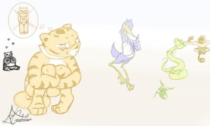 anthro clothed clothed_feral clothing elderly female feral male orange_body striped_body stripes tail world aligonzheimer dreamworks kung_fu_panda master_crane master_mantis master_monkey master_po_ping master_tigress master_viper arthropod avian bear bird black-necked_crane crane_(bird) felid giant_panda golden_monkey golden_snub-nosed_monkey gruiform grus_(genus) haplorhine insect mammal mantis monkey old_world_monkey pantherine primate reptile scalie snake snub-nosed_monkey tiger viper 5:3 low_res