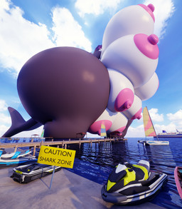 4_breasts anthro areola beach big_breasts big_butt boat breast_squish breasts butt eyewear female glasses huge_breasts huge_butt hyper hyper_breasts hyper_butt looking_at_viewer looming multi_breast sailing_boat sailing_watercraft seaside shark_fin shark_tail sky solo squish vehicle warning_sign watercraft darkdraketom bovid bovine fish hybrid mammal marine shark 3d_(artwork) blender_(artwork) digital_media_(artwork) hi_res