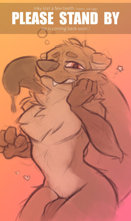 animal_genitalia animal_penis anthro barely_visible_genitalia barely_visible_penis bodily_fluids cheek_tuft chest_fur chest_tuft curvy_figure drooling ears_back ears_down embarrassed equine_genitalia equine_penis facial_tuft fangs genitals legs_together male message neck_tuft pain penis pivoted_ears saliva solo stand_by standing star surprised teeth text tuft vein veiny_penis amazinky roblox inky_(amazinky) english_text hi_res reaction_image sketch