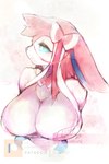 anthro big_breasts blue_eyes bow_(feature) bow_ribbon breasts female fur hair long_hair pink_body pink_fur pink_hair solo white_body white_fur thwillartz nintendo pokemon vince_(thwillartz) eeveelution generation_6_pokemon mammal pokemon_(species) sylveon hi_res