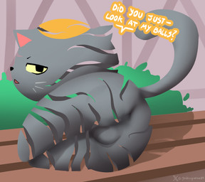 anus balls butt fur genitals grey_body grey_fur lying male on_side presenting presenting_balls presenting_hindquarters tail yellow_sclera godforgiveme4 viewfinder_(game) cait_(viewfinder) domestic_cat felid feline felis mammal hi_res watermark