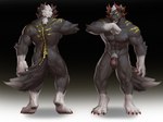 anthro balls digitigrade flaccid fur genitals gradient_background licking male muscular muscular_anthro muscular_male nake penis pubes simple_background solo standing tail tongue wball canid canine mammal 4:3 digital_drawing_(artwork) digital_media_(artwork) hi_res