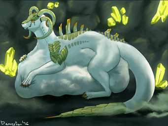 4_horns 4_toes belly belly_on_ground claws curved_horn fangs feet female female_pred feral feral_pred horn long_tail multi_horn orange_sclera overweight overweight_female scales smile snout soft_vore solo tail teeth thick_tail toes vore white_body yellow_eyes demosfen mythology dragon mythological_creature mythological_scalie scalie 2d_animation 4:3 animated motion_tweening shaded