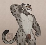 anthro curled_tail flaccid foreskin fur fur_markings genitals looking_away male markings muscular nude penis raised_arm solo standing tail three-quarter_view dickarmdaryl_(artist) dreamworks kung_fu_panda tai_lung_(kung_fu_panda) felid mammal pantherine snow_leopard