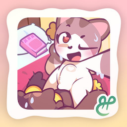 abdominal_bulge anthro blush bodily_fluids chibi cowgirl_position duo eyewear female flower_on_head from_front_position fur genitals glasses heart_eyes heart_symbol male media_accurate multicolored_body multicolored_fur on_bottom on_top red_eyes selfie sex sweat two_tone_body two_tone_fur sludgie_(artist) kiki's_vacation kiki_(kiki's_vacation) owliver_(kiki's_vacation) avian bird domestic_cat felid feline felis mammal owl tabby_cat