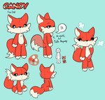 anthro genitals male penis plushie red_body solo young young_anthro young_male krackdown9 candy_(krackdown9) animate_inanimate canid canine fox living_plushie mammal hi_res model_sheet