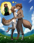2020 4_toes 5_fingers adobe_photoshop_(artwork) alternate_version_at_source anthro arched_back arm_tuft barefoot breast_squish breasts brown_body brown_fur brown_hair butt cane canid canine canis casual_nudity cheek_tuft chest_tuft claws clothed clothing colored conditional_dnp day detailed_background digital_drawing_(artwork) digital_media_(artwork) digitigrade duo_focus elbow_tuft english_text eyes_closed facial_tuft featureless_breasts feet felid female fingers fur grey_body grey_fur group hair hands_on_hips hi_res hug hybrid interspecies kathrin_vaughan keidran kiss_on_lips kissing male male/female mammal markings multicolored_body multicolored_fur natani naturally_censored nude on_one_leg one_leg_up outside pawpads pink_pawpads prosthetic prosthetic_leg prosthetic_limb raised_leg short_hair sibling_(lore) side_view sky spots spotted_body spotted_fur squish standing telepathy text thought_bubble toe_claws toes tom_fischbach topless trans_(lore) trans_man_(lore) tuft twokinds url white_body white_fur wolf zen_(twokinds)