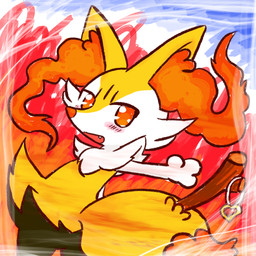 3_fingers abstract_background ambiguous_anthro ambiguous_gender anthro arm_tuft big_tail biped black_body black_fur blush blush_lines cheek_tuft chest_tuft cute_fangs dipstick_tail dutch_angle facial_tuft fangs fingers flat_chested fur hip_tuft inner_ear_fluff looking_at_viewer looking_back looking_back_at_viewer markings multicolored_body multicolored_fur no_pupils nude_ambiguous nude_anthro object_in_tail open_mouth open_smile orange_body orange_eyes orange_fur orange_inner_ear_fluff orange_nose orange_tail_tip pointy_ears prick_ears rear_view shoulder_tuft smile solo standing stick stick_in_tail tail tail_markings tapering_snout teeth tuft two_tone_tail white_body white_fur yellow_body yellow_fur yellow_tail annyui0611 nintendo pokemon braixen canid generation_6_pokemon mammal pokemon_(species) 1:1 2021 colored digital_drawing_(artwork) digital_media_(artwork) full-length_portrait hi_res portrait