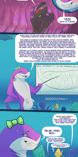 after_vore bow_tie clothing dialogue dorsal_fin educational endosoma female feral fin gills green_body green_bow_tie group hat headgear headwear inside_intestines internal male pink_body pink_eyes pink_fin purple_clothing purple_hat purple_headwear safe_vore shark_teeth speech_bubble spiral_valve talking_feral teacher teaching text underwater vore water dolphinproject asian_mythology east_asian_mythology japanese_mythology mythology schallferin_(orcinusproductions) shokasay_(orcinusproductions) aquatic fish great_white_shark japanese_sea_lion mackerel_shark mammal pinniped sea_lion shark white_shark yokai 2026 absurd_res comic english_text hi_res