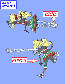 attack black_body black_skin blonde_hair bone clothing fight flower hair holidays kick monster_girl_(genre) not_furry plant punch rose_(flower) shirt solo topwear isadora capcom darkstalkers day_of_the_dead fan_character ghost spirit absurd_res hi_res