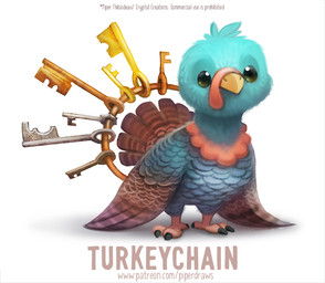 beady_eyes beak blue_body blue_feathers brown_body brown_feathers claws feathered_wings feathers feral green_eyes humor key keyring male pun red_body simple_background solo text visual_pun white_background wings piper_thibodeau avian bird galliform phasianid turkey 2020 digital_media_(artwork) digital_painting_(artwork) english_text painting_(artwork) url