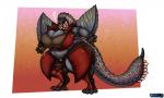 anthro armor big_breasts big_butt breasts butt clothing digitigrade eyewear female fingerless_gloves glasses gloves handwear huge_breasts huge_butt huge_thighs hyper hyper_breasts hyper_butt hyper_thighs solo thick_thighs wings araidian capcom monster_hunter bazelgeuse flying_wyvern 2020 5:3 hi_res