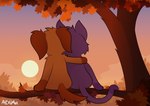 anthro atmospheric cuddling detailed_background duo evening fog hug leaf male male/male plant rear_view sky sun sunset tree alexumka mob_entertainment poppy_playtime smiling_critters catnap_(poppy_playtime) dogday_(poppy_playtime) canid canine canis domestic_cat domestic_dog felid feline felis mammal digital_media_(artwork) hi_res wallpaper