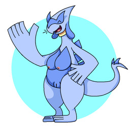 anthro big_breasts biped blue_ears blue_spikes blue_tail blue_vulva breasts clitoris collar female genitals multicolored_body nipples pink_nipples pokemorph smile solo spiked_tail spikes spikes_(anatomy) tail two_tone_body two_tone_tail vulva yellow_collar trooper3 nintendo pokemon rhenny_(rhenaudthelukark) generation_2_pokemon legendary_pokemon lugia pokemon_(species) aliasing digital_drawing_(artwork) digital_media_(artwork) hi_res