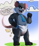 anthro clothed clothing diaper diaper_only feces male soiled_diaper solo text topless unclean_diaper used_diaper wearing_diaper wemshorat mammal murid murine rat rodent english_text hi_res