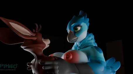 abdominal_bulge anthro anus balls beak big_breasts big_butt black_background blue_body blue_feathers bodily_fluids breasts burping butt butt_grab cum cum_on_belly cum_on_body cum_on_penis dewlap_(anatomy) digestion duo elbow_feathers feathers genital_fluids genitals grabbing_shoulders gynomorph gynomorph/gynomorph hand_on_butt head_first head_tuft humanoid_genitalia humanoid_penis intersex intersex/intersex long_ears nipples nude open_mouth oral_vore penis rapid_digestion simple_background size_difference struggling struggling_prey swallowing tail tail_feathers talon_hands text tongue tuft vore weight_gain pthalo skyler_(bludoe) vermillion_(pthalo) avian mammal rodent sciurid tree_squirrel 3d_(artwork) 3d_animation animated digital_media_(artwork) hi_res long_playtime sound url video watermark
