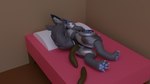 16:9 anthro bed bluebyte digital_media_(artwork) feces fur furniture lunar_proto lying machine male on_bed pillow pooping protogen raised_tail scatplay simple_background sleeping solo tail widescreen