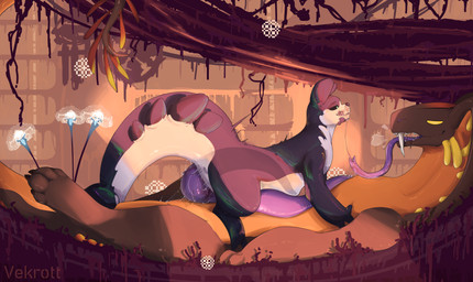 2_penises anal animal_genitalia animal_penis bodily_fluids deep_penetration duo genitals hemipenes male male/male multi_genitalia multi_penis penetration penis saliva sex size_difference vekrott rain_world videocult lizard lizard_(rain_world) reptile scalie slugcat absurd_res hi_res