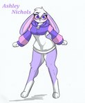 anthro blush clothing eyewear female glasses hoodie long_ears solo sweater thick_thighs topwear ashley_nichols pace-maker hunibun lagomorph leporid mammal rabbit hi_res