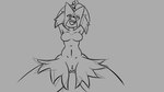2d_animation animated anthro bedroom_eyes breasts dancing fangs featureless_breasts felid feline female frame_by_frame front_view generation_9_pokemon genitals lewd_angel looking_at_viewer looking_down looking_down_at_viewer low-angle_view mammal meowscarada monochrome narrowed_eyes navel nintendo pokemon pokemon_(species) presenting presenting_pussy pussy seductive simple_background smile solo tail teeth tongue